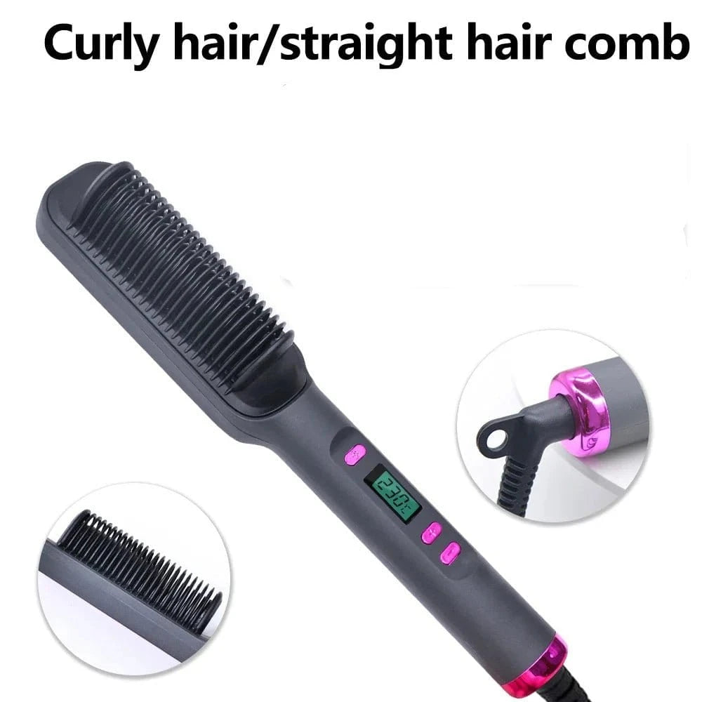 Electric Hot Comb Hair Straightener – Negative Ion Anti - Scalding Brush for Smooth &amp; Shiny Styling - FastZen