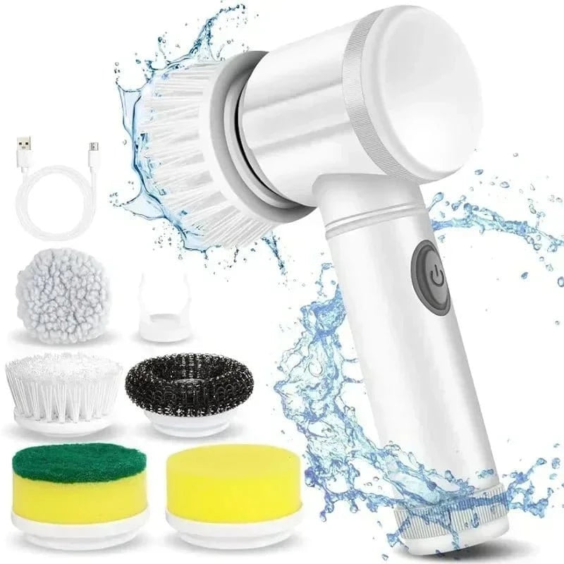 Electric Spin Scrubber – Bathroom Cleaning Brush with 5 Replaceable Brush Heads, Powerful Electric Cleaning Tool - FastZen