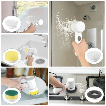 Electric Spin Scrubber – Bathroom Cleaning Brush with 5 Replaceable Brush Heads, Powerful Electric Cleaning Tool - FastZen