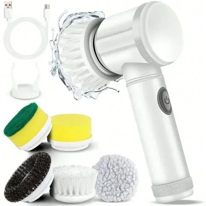 Electric Spin Scrubber – Bathroom Cleaning Brush with 5 Replaceable Brush Heads, Powerful Electric Cleaning Tool - FastZen