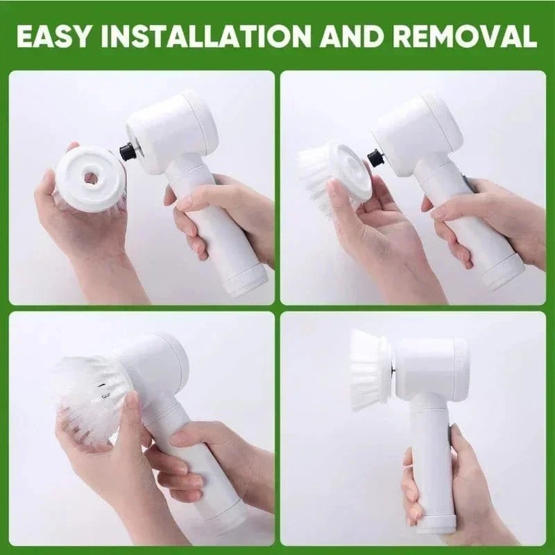 Electric Spin Scrubber – Bathroom Cleaning Brush with 5 Replaceable Brush Heads, Powerful Electric Cleaning Tool - FastZen
