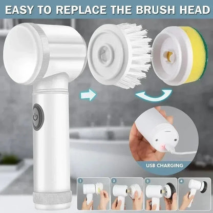 Electric Spin Scrubber – Bathroom Cleaning Brush with 5 Replaceable Brush Heads, Powerful Electric Cleaning Tool - FastZen