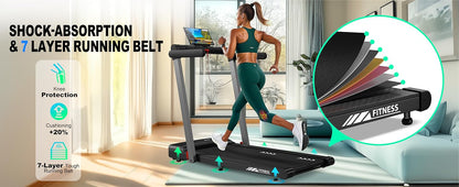 Laufband für den Heimgebrauch, 2,25-PS-Motor, Geschwindigkeit 1–12 km/h, 7-Schicht-Lauffläche, keine Montage erforderlich