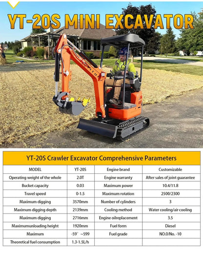 Factory Price Small Excavator 1.2 Ton Of Small Digger EPA Euro 5 Engine Customized Orchard Small Excavator Cheap Price - FastZen