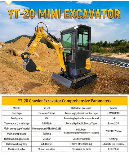 Factory Price Small Excavator 1.2 Ton Of Small Digger EPA Euro 5 Engine Customized Orchard Small Excavator Cheap Price - FastZen