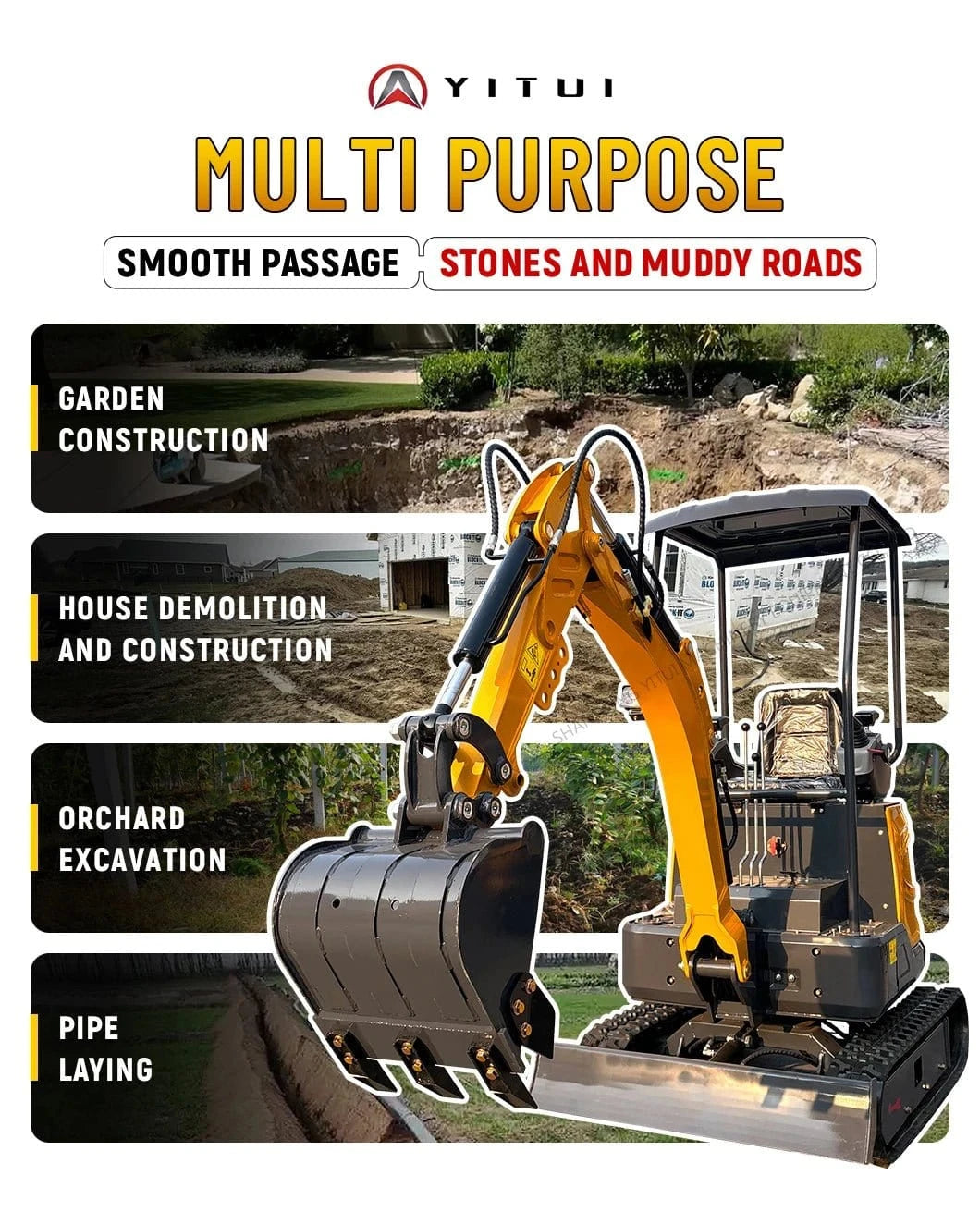 Factory Price Small Excavator 1.2 Ton Of Small Digger EPA Euro 5 Engine Customized Orchard Small Excavator Cheap Price - FastZen