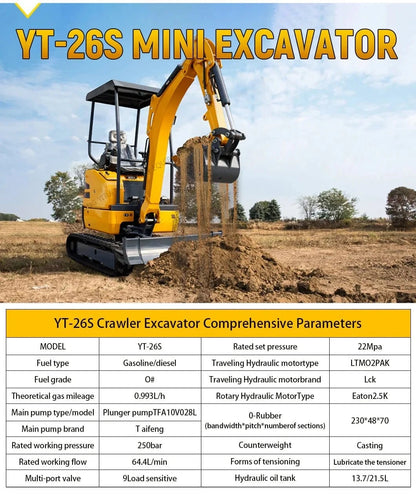 Factory Price Small Excavator 1.2 Ton Of Small Digger EPA Euro 5 Engine Customized Orchard Small Excavator Cheap Price - FastZen