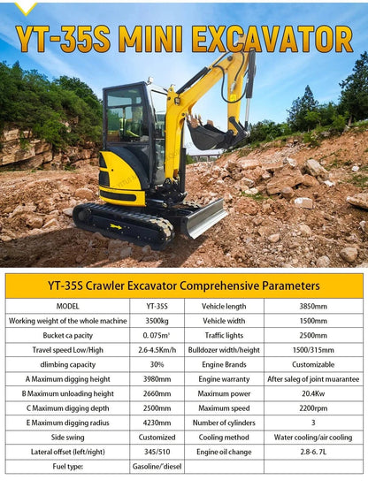 Factory Price Small Excavator 1.2 Ton Of Small Digger EPA Euro 5 Engine Customized Orchard Small Excavator Cheap Price - FastZen