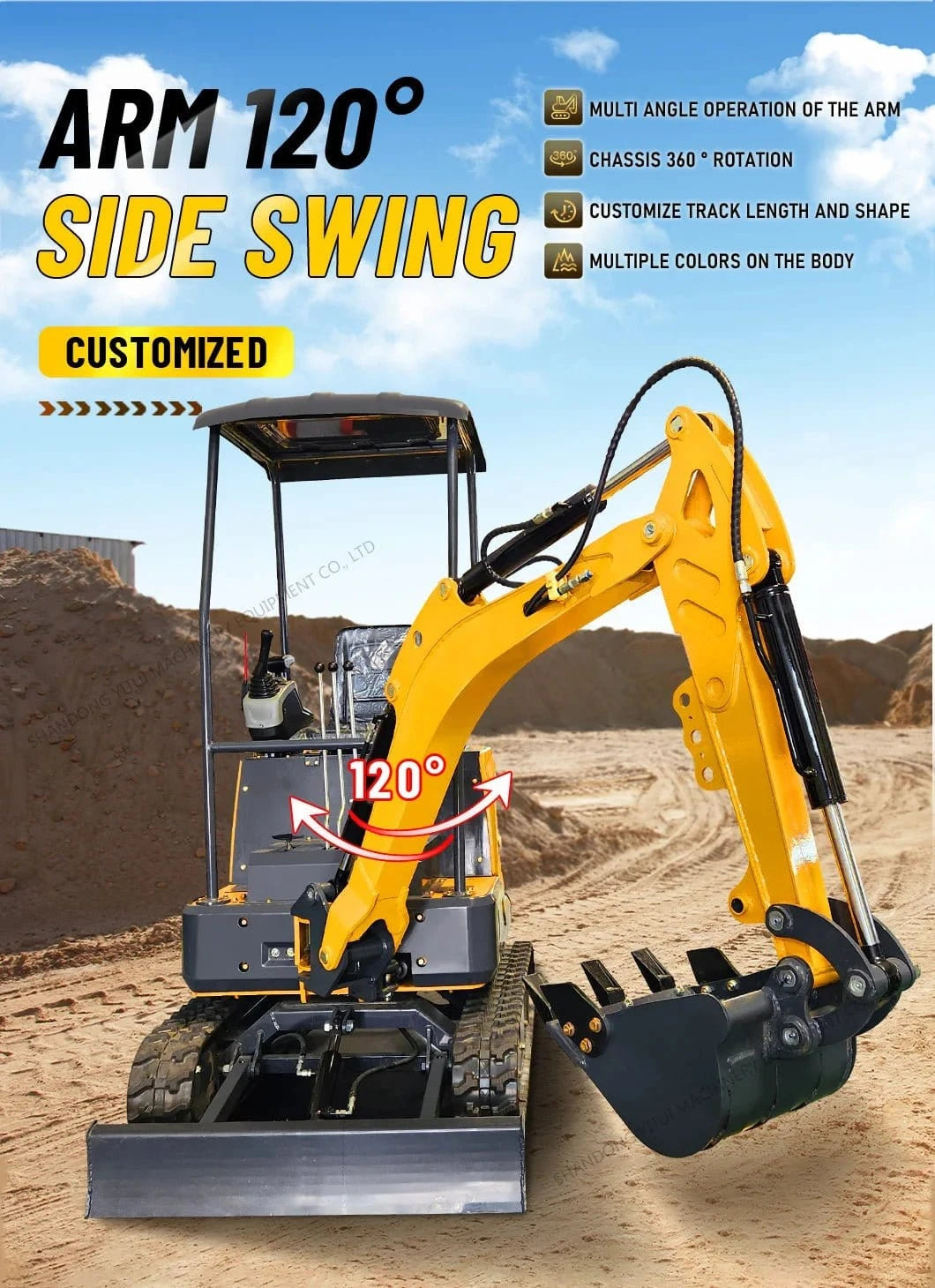 Factory Price Small Excavator 1.2 Ton Of Small Digger EPA Euro 5 Engine Customized Orchard Small Excavator Cheap Price - FastZen