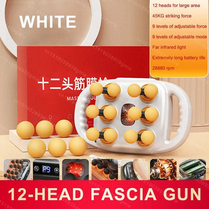 Fascia Massage Gun – 12 Heads Electric Deep Tissue Massager for Muscle Relaxation & Recovery - FastZen