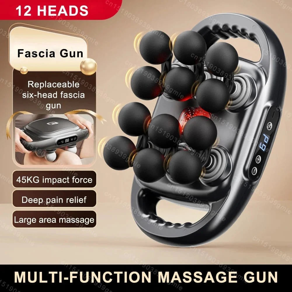 Fascia Massage Gun – 12 Heads Electric Deep Tissue Massager for Muscle Relaxation & Recovery - FastZen