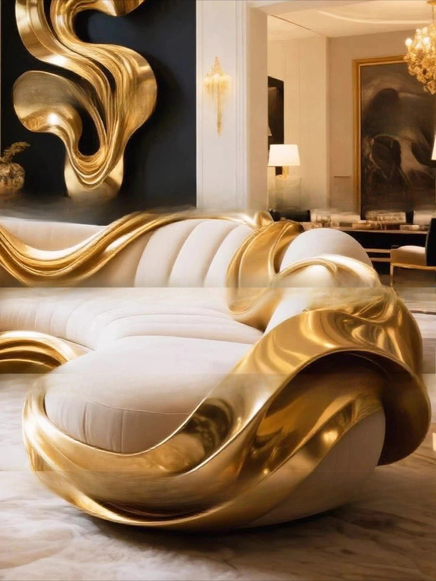 French light luxury high - end sofa, villa curved solid wood sofa cream antique semi - circular arc special - shaped creativity - FastZen