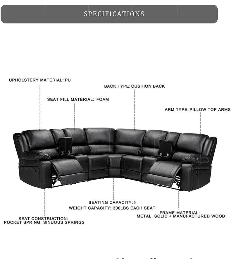 furniture Real Leather Recliner Sofa with Corner Newest and stylish Indoor Furniture - FastZen