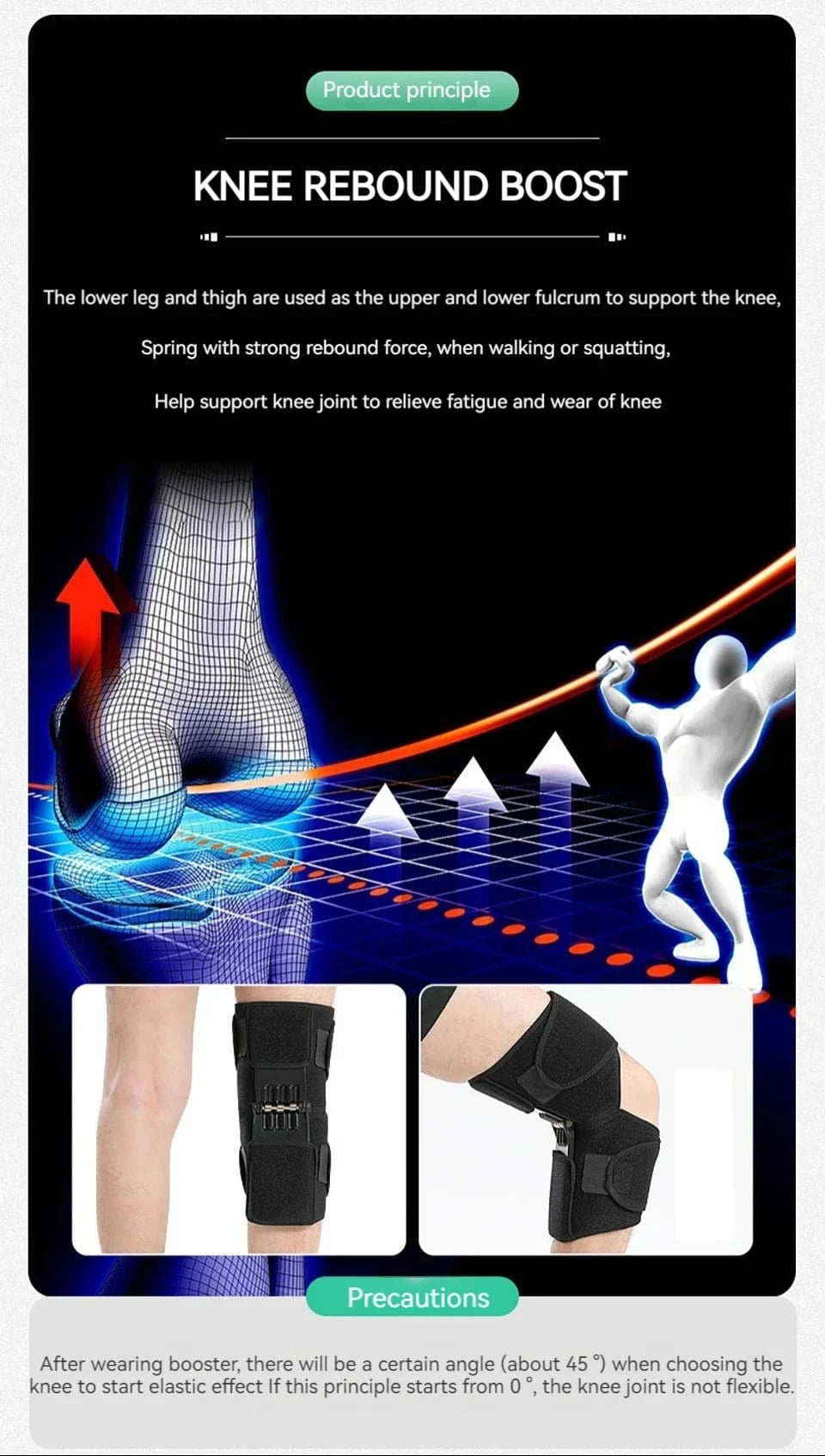 GOBYGO 1Pcs Adjustable Knee Booster Knee Brace For Patella Immobilization Squatting Knee Protector Outdoor Mountaineering Unisex - FastZen