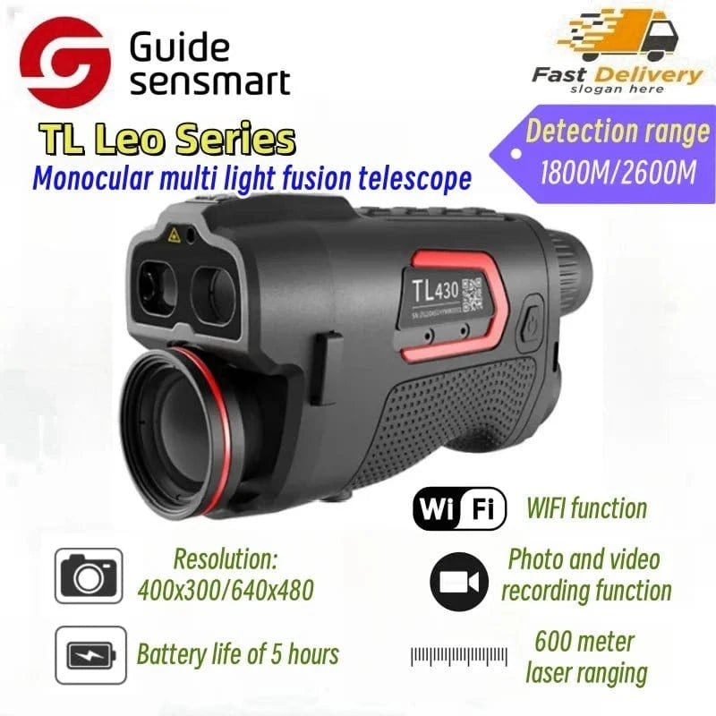 GUIDE TL430 Handheld Outdoor Thermal Imaging Camera – 400×300 IR Resolution, 3 - in - 1 Laser Ranging, Multi - Light Support - FastZen