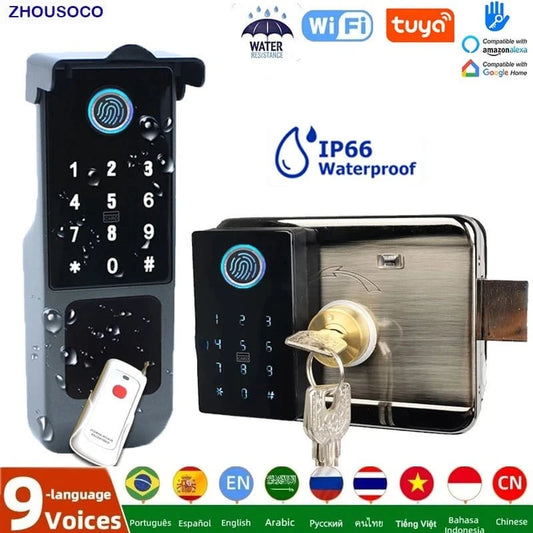 IP66 Waterproof Smart Door Lock – Outdoor WiFi Tuya TTLock Rim Lock with Dual - Sided - FastZen