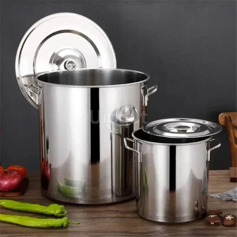 Large Thick Stainless Steel Soup Pot with Handle & Lid – Heavy - Duty Cooking Pot for Home & Restaurant Use - FastZen
