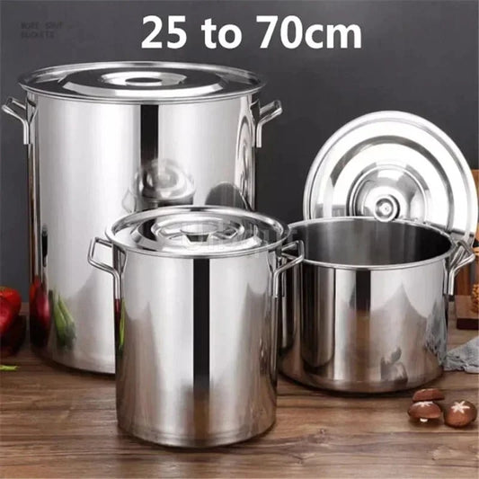 Large Thick Stainless Steel Soup Pot with Handle & Lid – Heavy - Duty Cooking Pot for Home & Restaurant Use - FastZen