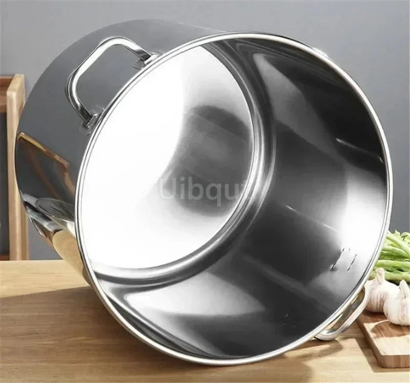 Large Thick Stainless Steel Soup Pot with Handle & Lid – Heavy - Duty Cooking Pot for Home & Restaurant Use - FastZen