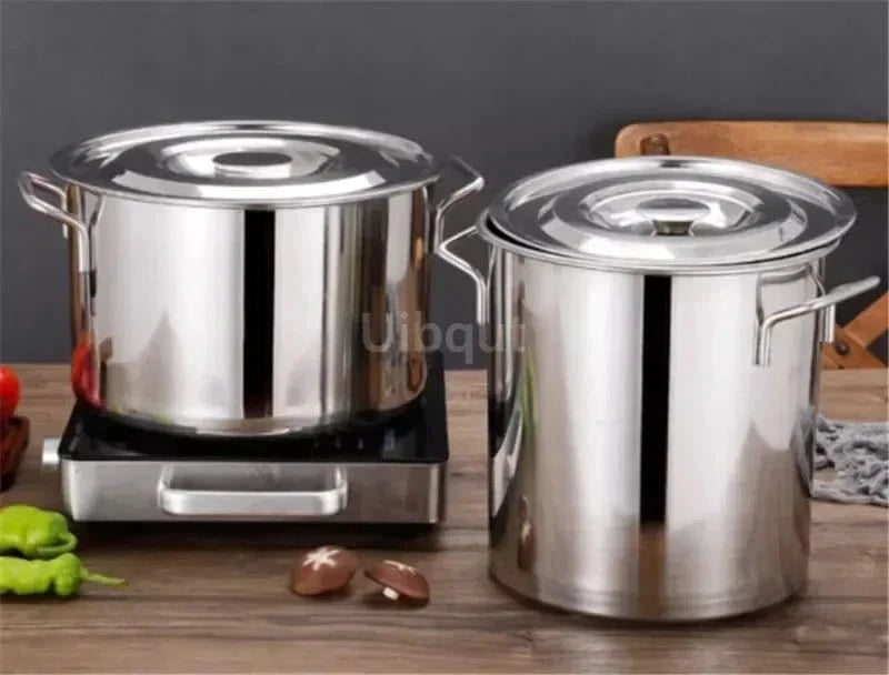 Large Thick Stainless Steel Soup Pot with Handle & Lid – Heavy - Duty Cooking Pot for Home & Restaurant Use - FastZen