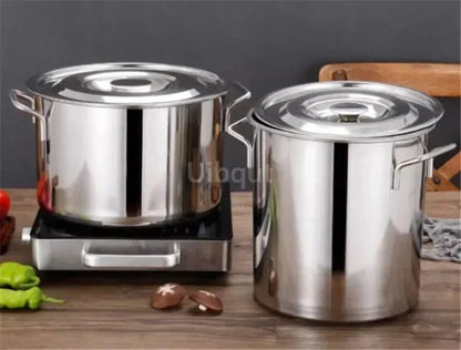 Large Thick Stainless Steel Soup Pot with Handle & Lid – Heavy - Duty Cooking Pot for Home & Restaurant Use - FastZen