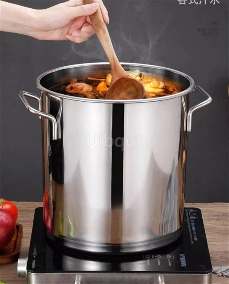 Large Thick Stainless Steel Soup Pot with Handle & Lid – Heavy - Duty Cooking Pot for Home & Restaurant Use - FastZen