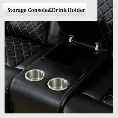 Leather Power Recliner Sofa Set with LED and USB Port Storage Console Cup Holder - FastZen