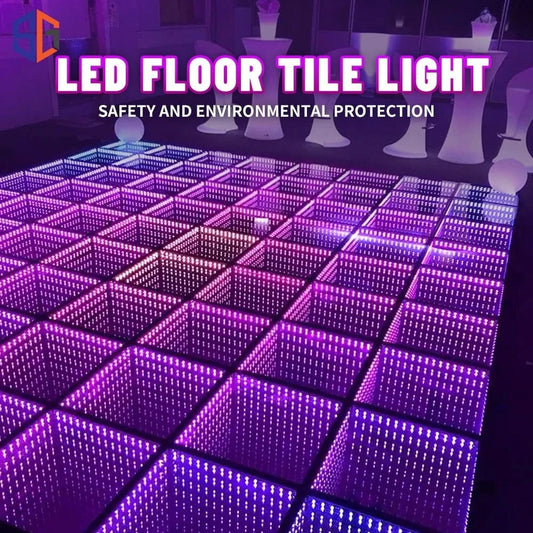 LED Dance Floor Tiles 0.5x0.5m – 3D Mirror Tempered Glass for DJ, Disco, Club, Wedding, and Party - FastZen