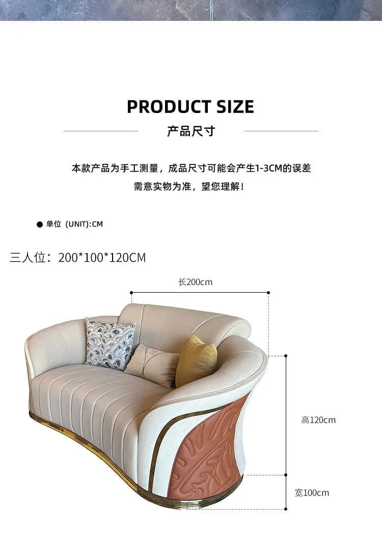 Light Luxury Post - Modern 1 - 2 - 3 Combination Sofa – Leather & Solid Wood, High - End Villa Living Room Furniture - FastZen
