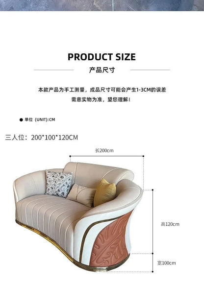 Light Luxury Post - Modern 1 - 2 - 3 Combination Sofa – Leather & Solid Wood, High - End Villa Living Room Furniture - FastZen