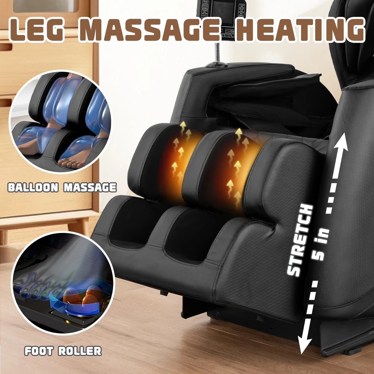 Luxury 4D Massage Chair Recliner with Zero Gravity, Heating Therapy, Full Body Airbag Massage, Foot Roller &amp; Bluetooth Speaker – 3 Year Warranty - FastZen