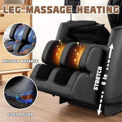 Luxury 4D Massage Chair Recliner with Zero Gravity, Heating Therapy, Full Body Airbag Massage, Foot Roller &amp; Bluetooth Speaker – 3 Year Warranty - FastZen