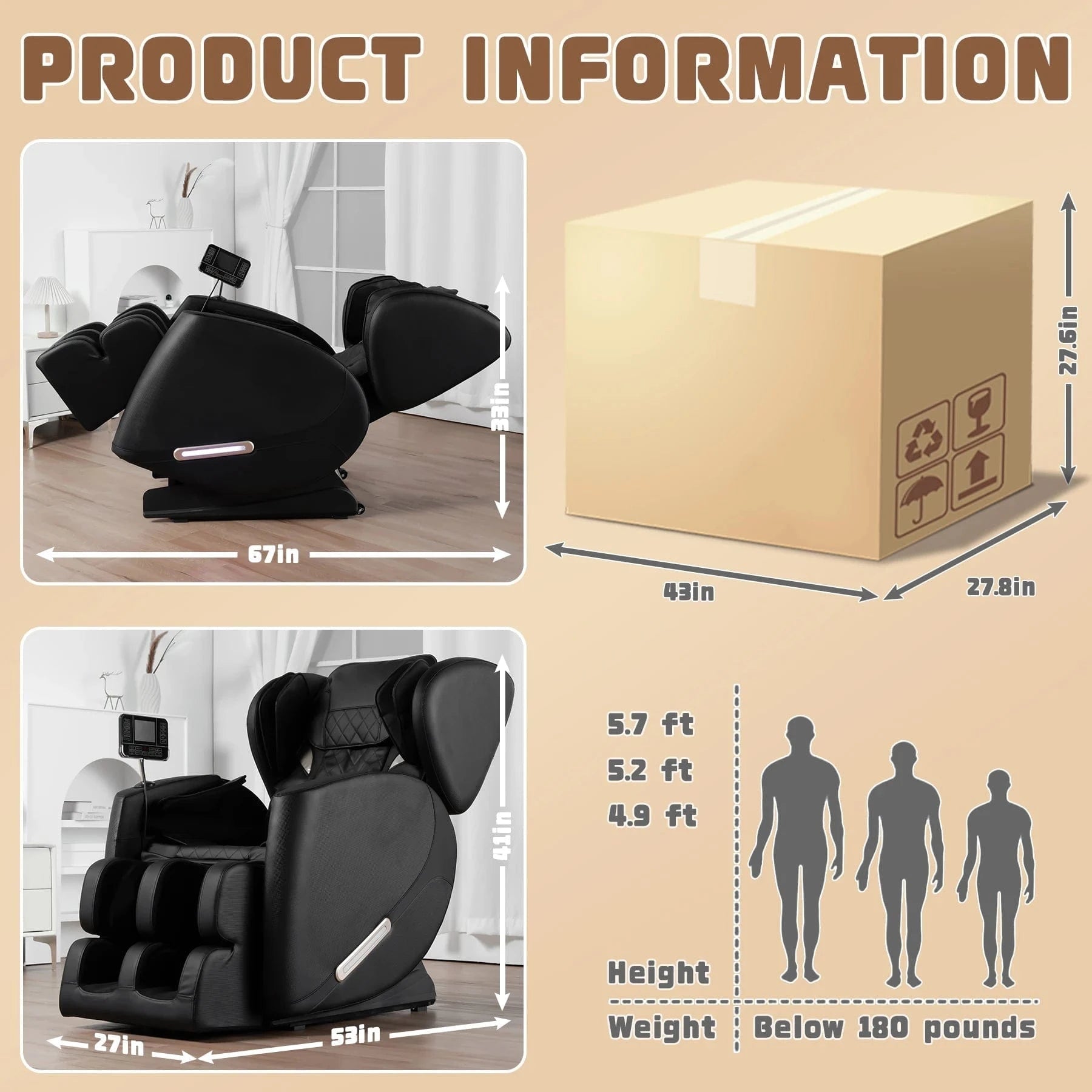 Luxury 4D Massage Chair Recliner with Zero Gravity, Heating Therapy, Full Body Airbag Massage, Foot Roller &amp; Bluetooth Speaker – 3 Year Warranty - FastZen