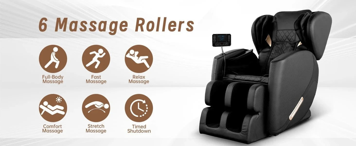 Luxury 4D Massage Chair Recliner with Zero Gravity, Heating Therapy, Full Body Airbag Massage, Foot Roller &amp; Bluetooth Speaker – 3 Year Warranty - FastZen