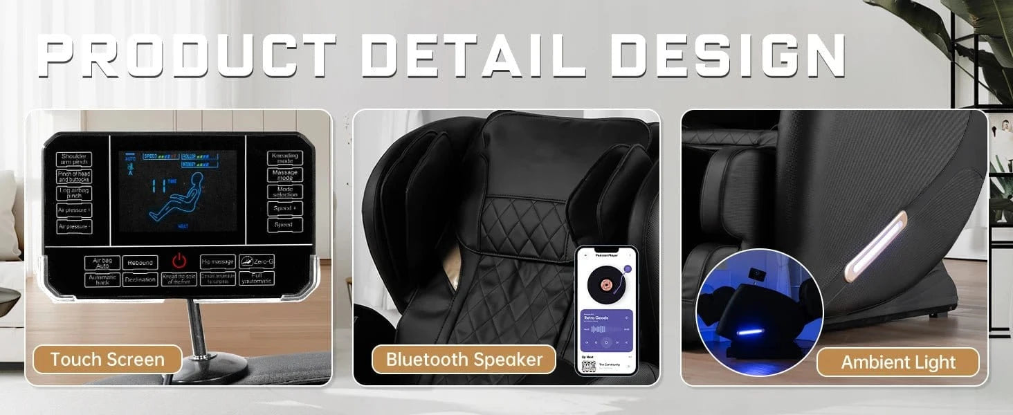 Luxury 4D Massage Chair Recliner with Zero Gravity, Heating Therapy, Full Body Airbag Massage, Foot Roller &amp; Bluetooth Speaker – 3 Year Warranty - FastZen