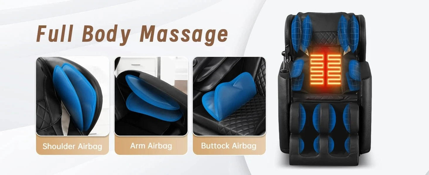 Luxury 4D Massage Chair Recliner with Zero Gravity, Heating Therapy, Full Body Airbag Massage, Foot Roller &amp; Bluetooth Speaker – 3 Year Warranty - FastZen