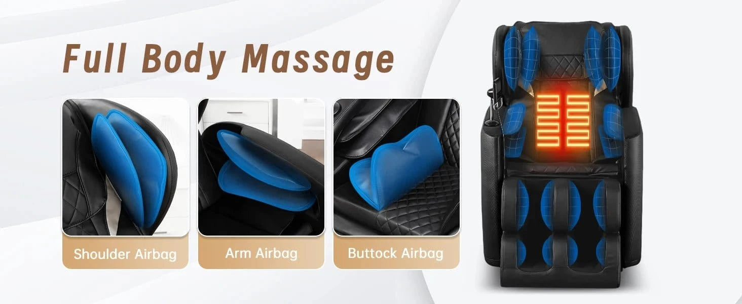 Luxury 4D Massage Chair Recliner with Zero Gravity, Heating Therapy, Full Body Airbag Massage, Foot Roller &amp; Bluetooth Speaker – 3 Year Warranty - FastZen