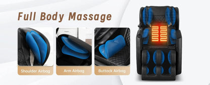 Luxury 4D Massage Chair Recliner with Zero Gravity, Heating Therapy, Full Body Airbag Massage, Foot Roller &amp; Bluetooth Speaker – 3 Year Warranty - FastZen