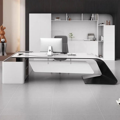 Luxury L - Shaped Executive Desk – Modern Aesthetic Office Furniture for Managers, Designer Computer Table & Organizer Workstation - FastZen