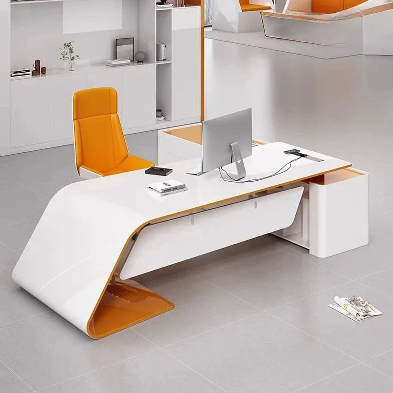 Luxury L - Shaped Executive Desk – Modern Aesthetic Office Furniture for Managers, Designer Computer Table & Organizer Workstation - FastZen