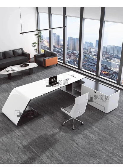 Luxury L - Shaped Executive Desk – Modern Aesthetic Office Furniture for Managers, Designer Computer Table & Organizer Workstation - FastZen