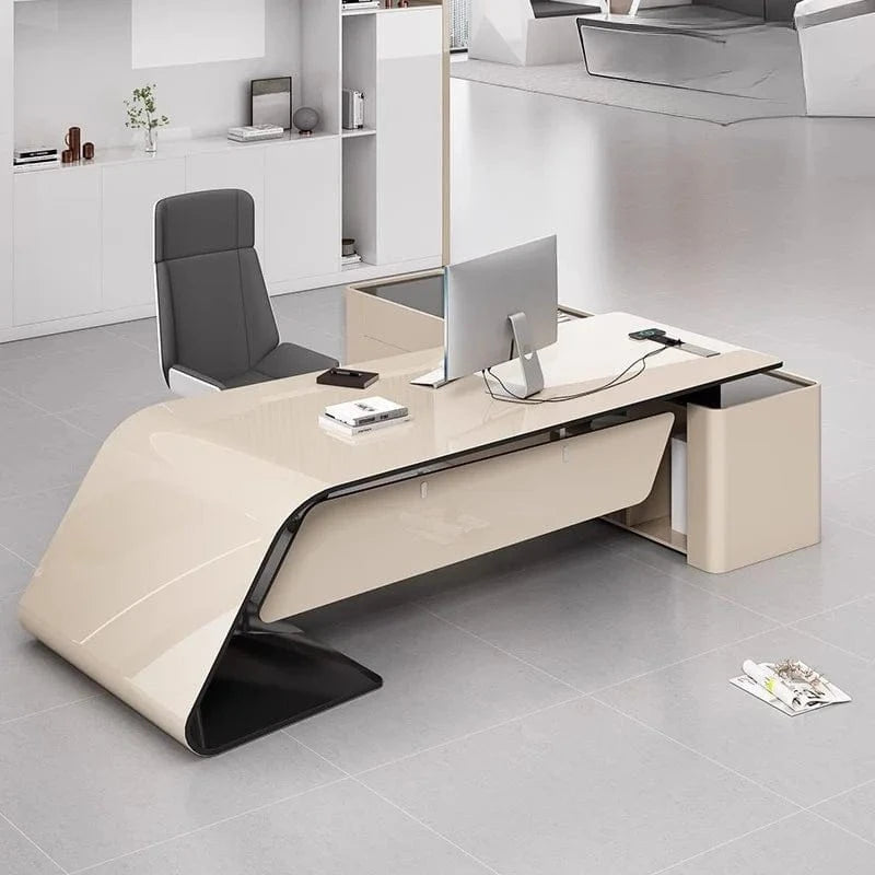 Luxury L - Shaped Executive Desk – Modern Aesthetic Office Furniture for Managers, Designer Computer Table & Organizer Workstation - FastZen