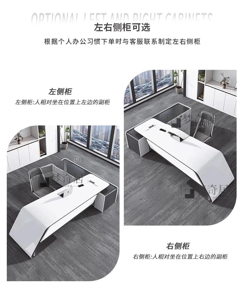 Luxury L - Shaped Executive Desk – Modern Aesthetic Office Furniture for Managers, Designer Computer Table & Organizer Workstation - FastZen
