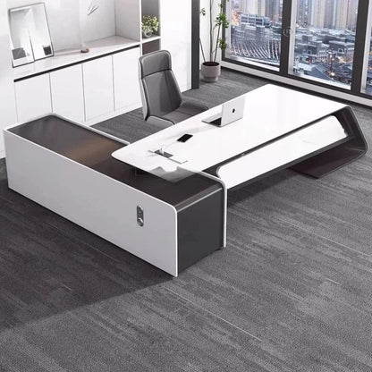Luxury L - Shaped Executive Desk – Modern Aesthetic Office Furniture for Managers, Designer Computer Table & Organizer Workstation - FastZen