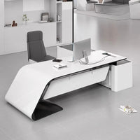 Luxury L - Shaped Executive Desk – Modern Aesthetic Office Furniture for Managers, Designer Computer Table & Organizer Workstation - FastZen