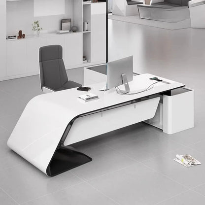 Luxury L - Shaped Executive Desk – Modern Aesthetic Office Furniture for Managers, Designer Computer Table & Organizer Workstation - FastZen