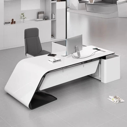 Luxury L - Shaped Executive Desk – Modern Aesthetic Office Furniture for Managers, Designer Computer Table & Organizer Workstation - FastZen