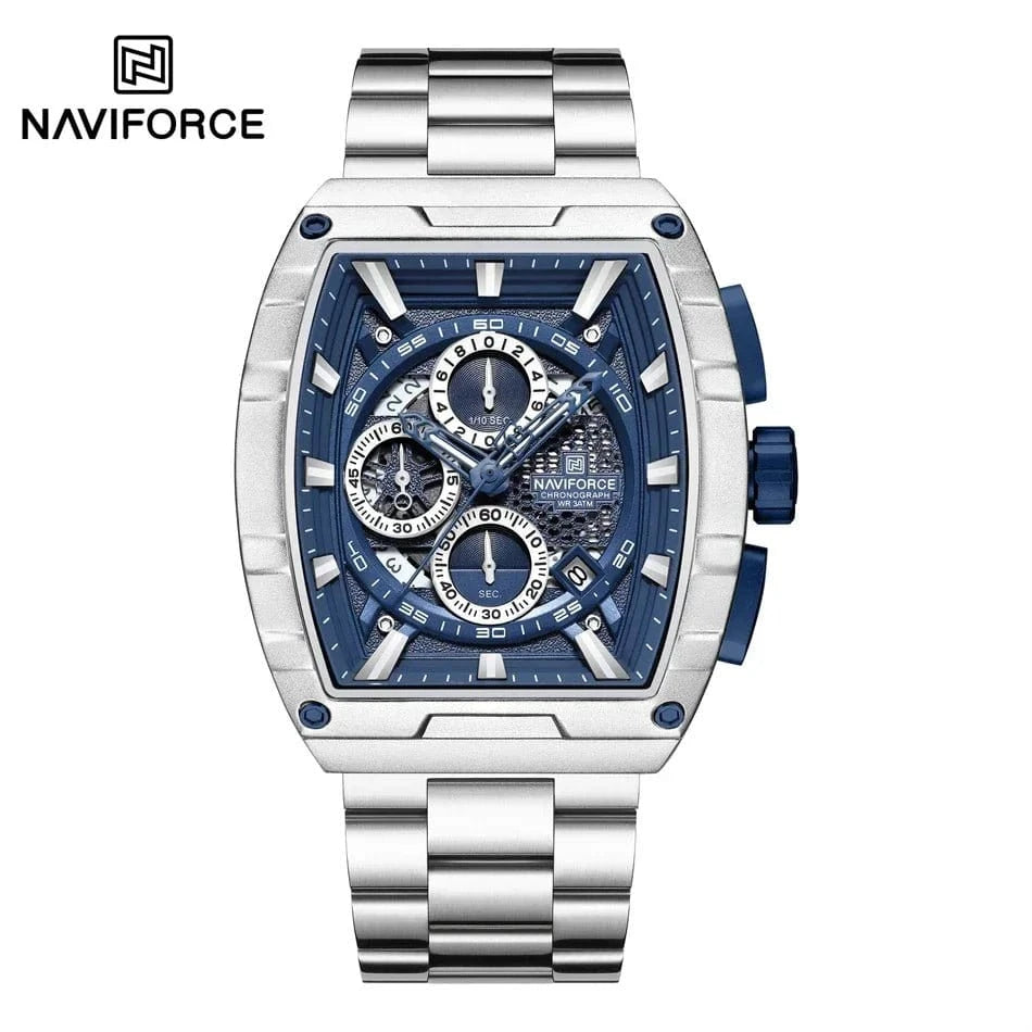 Luxury Men’s Tonneau Quartz Wristwatch – Waterproof Chronograph with Auto Date - FastZen