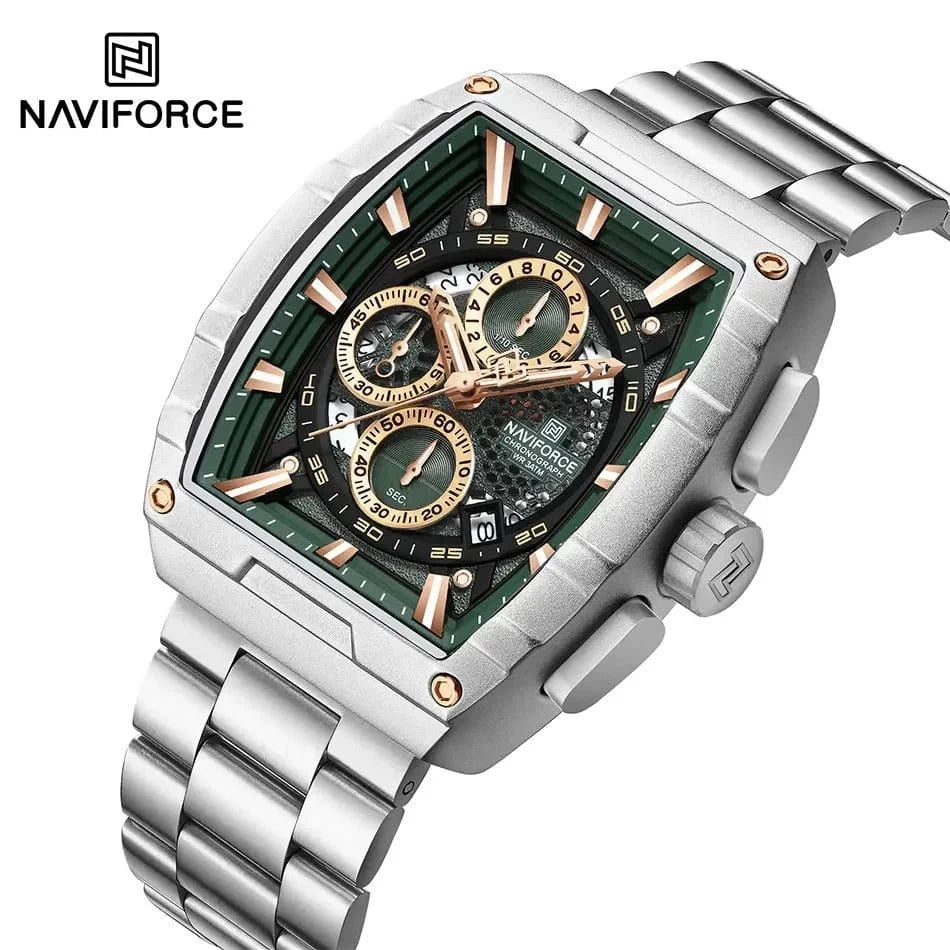 Luxury Men’s Tonneau Quartz Wristwatch – Waterproof Chronograph with Auto Date - FastZen