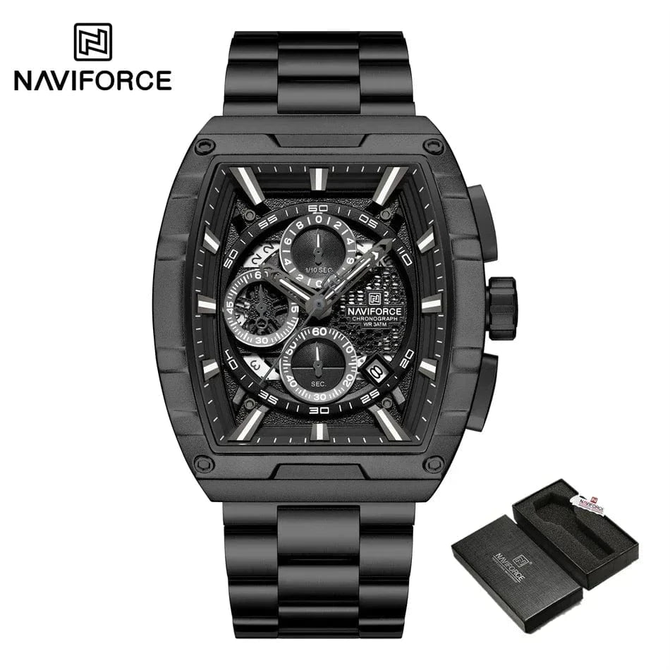 Luxury Men’s Tonneau Quartz Wristwatch – Waterproof Chronograph with Auto Date - FastZen